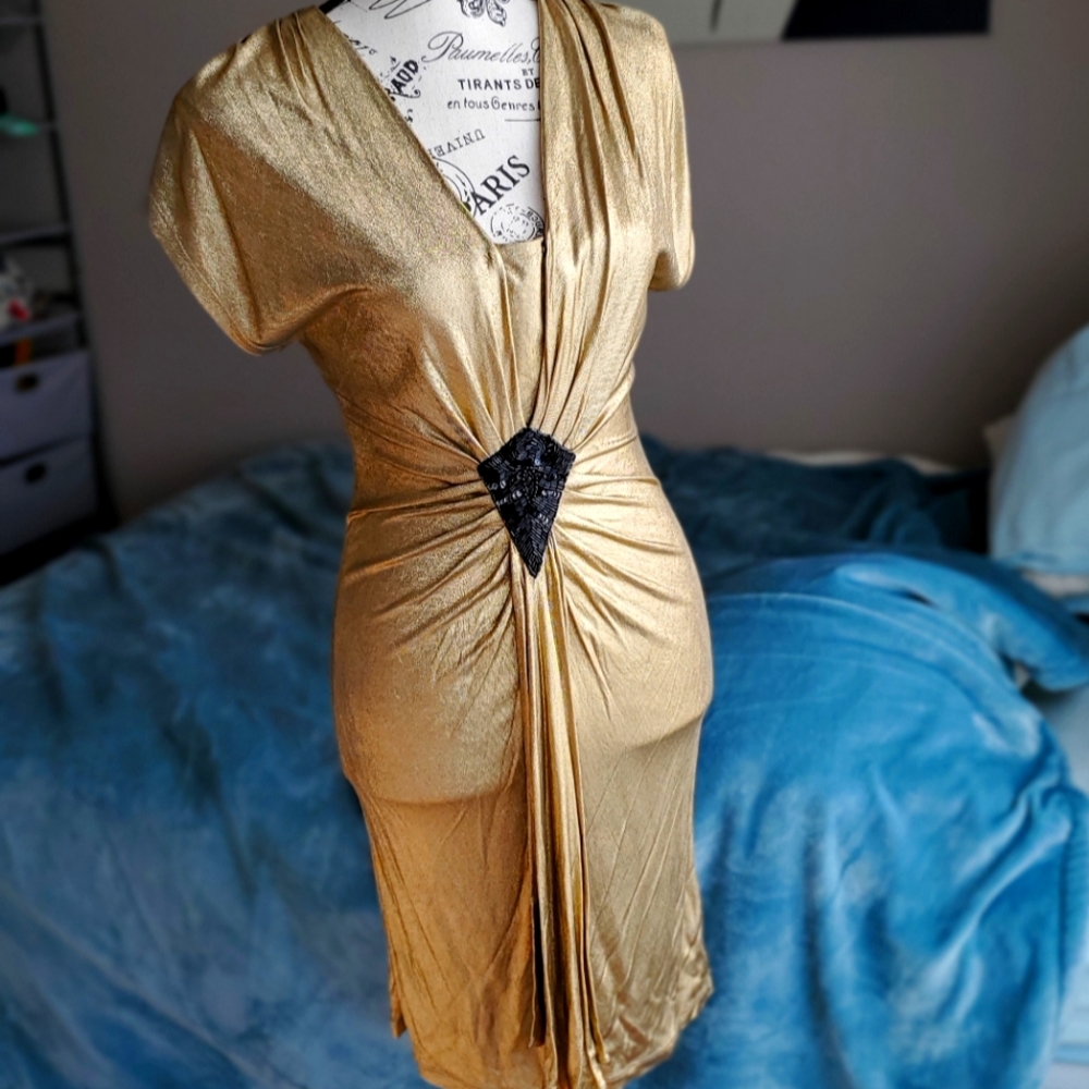 Trina Turk Gold Lame dress Sz 0